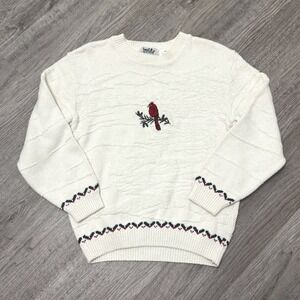 Northern Reflections Vintage Cardinal Knit Sweater Womens Small Cream Parkhurst